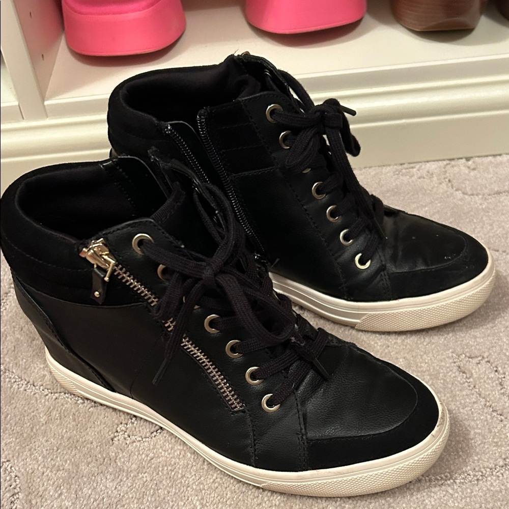 Aldo Black High-Top Wedge Women's Sneakers
